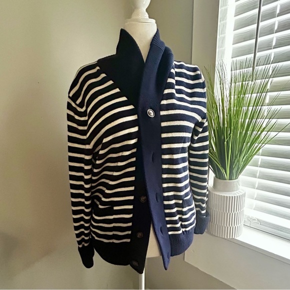 GAP Navy and White Striped Oversized Sweater - Picture 1 of 4